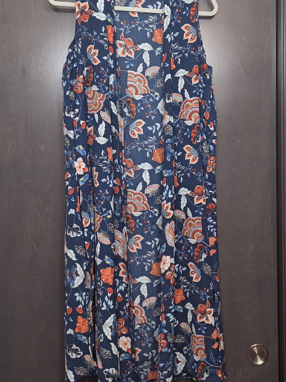 SWIM COVERUP OR CARDIGAN NAVY & ORANGE FLORAL